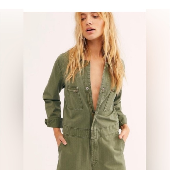 NWT Lee Free People Union All Green Coverall Vintage Inspired size Large - Picture 4 of 9